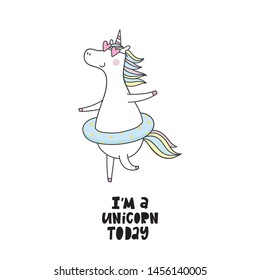 Cool summer stickers or patches with cute unicorn. Cool summer print with cartoon unicorn love summer and holidays
