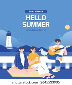 Cool Summer Vacation Travel Illustration 
