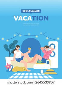 Cool Summer Vacation Travel Illustration 