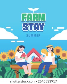 Cool Summer Vacation Travel Illustration 