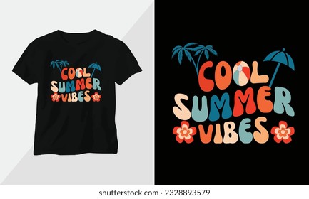 Cool Summer Vibes - Summer Surfing t-shirt design concept. all designs are colorful and created using Surfboard, beach, summer, sea, etc
