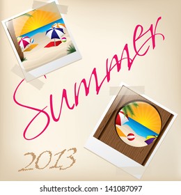 Cool summer wallpaper with pictures taped to background