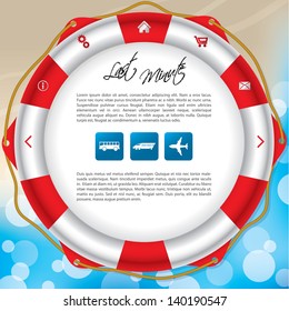 Cool summer website template design with swimming ring theme