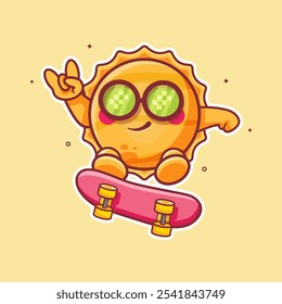 coole Sonne Charakter Maskottchen spielen Skateboard einzelne Cartoon