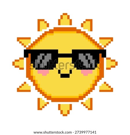 Cool Sun Character Wearing Sunglasses Pixel Art