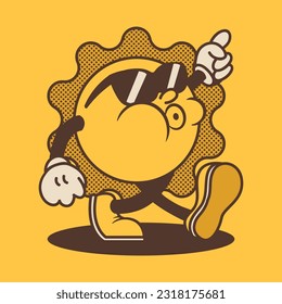 Cool sun mascot character with cool style