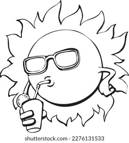 Cool Sun in Summer Drinking Soda