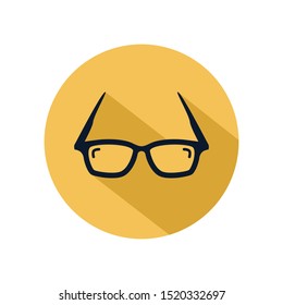 cool sunglasses icon vector, geek fashion optical frame accessory isolated on yellow circle