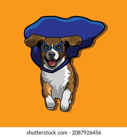 a cool super dog with yellow background