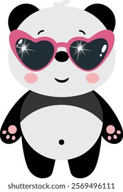 Cool super star panda with heart sunglasses