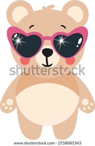 Cool super star teddy bear with heart sunglasses