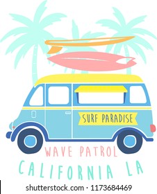 Cool Surf Van Vector Illustration