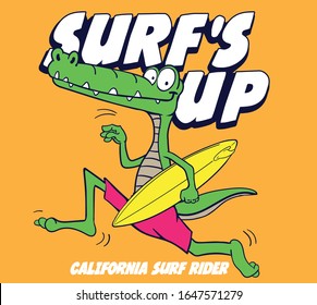 Cool surfer crocodile vector design