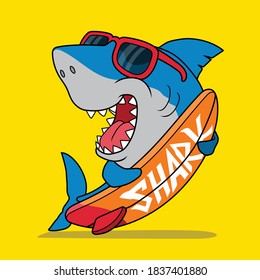 Cool Surfer shark. Shirt print.
