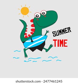 cool surfing dinosaur, summer time dinosaur wearing sunglass, surfer dinosaur