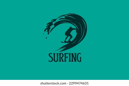 cool surfing logo silhouette retro vintage style suitable for surfing and community championship or logo design or t-shirt