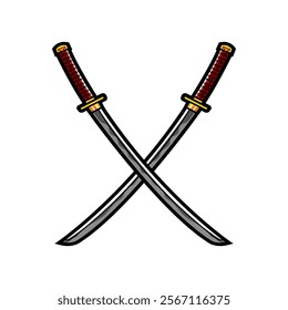 Cool swords with various shapes cartoon, digital art illustration.