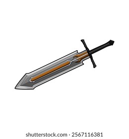 Cool swords with various shapes cartoon, digital art illustration.