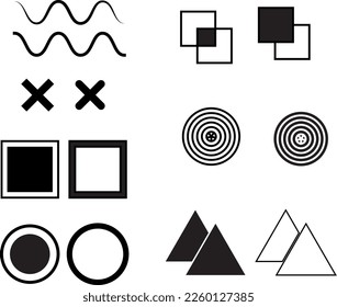 Cool symbols and designs for background, with triangles, squares, circles and lines.