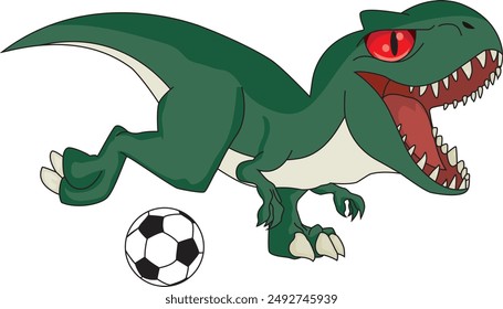 Cool T rex dinosaur playing soccer