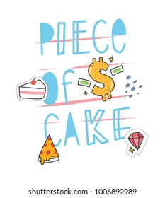 Cool t shirt design in doodle style with patches and hand written quotes