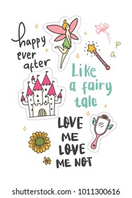 Cool t shirt design in doodle style with patches and hand written quotes