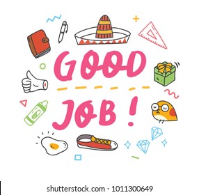 Cool t shirt design in doodle style with patches and hand written quotes