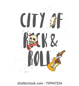 Cool t shirt design in doodle style with patches and hand written quotes