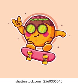 cool takoyaki food character mascot playing skateboard isolated cartoon