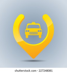 Cool taxi gps pointer on blue grayish background