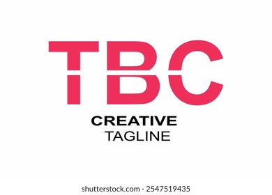 Cool TBC text vector, icon or logo design, dark red concept, white background.