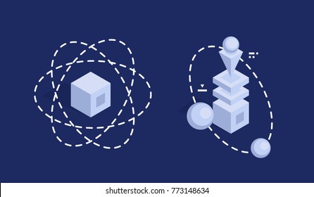 Cool technology abstract element for design, information processing concept, data analysis flat illustration