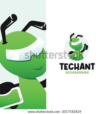 Cool Techy Ant Character Holding A Smartphone Logo