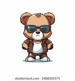 Cool teddy bear, vector illustration