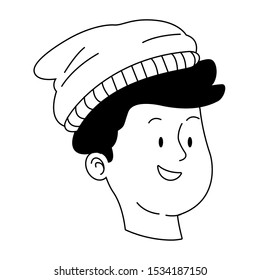 cool teen boy with beanie hat icon over white background, vector illustration