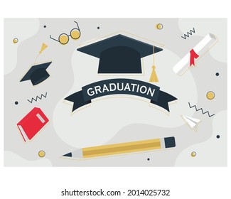 cool template banner with graduation theme