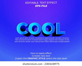 cool text effect, font editable, typography, 3d text. vector template