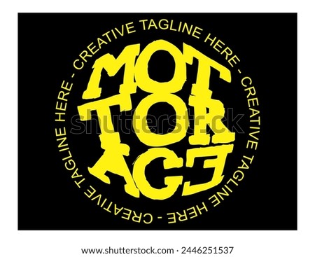 cool text YELLOW MOTORACE, circle logo, modern icon.