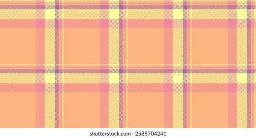 Cool textile pattern tartan, fiber vector check background. Preppy plaid seamless fabric texture in orange and yellow colors palette.