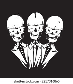 Cool three skeletons black background