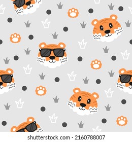 Cool Tiger Cartoon Trendy Pattern Design Concepts