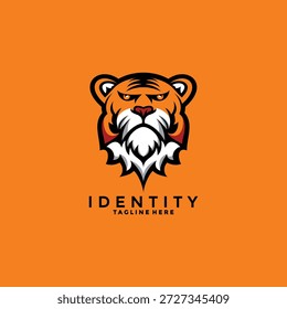 COOL TIGER HEAD LOGO DESIGN VETOR