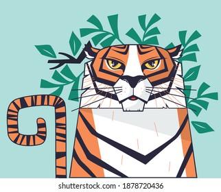Cool Tiger illustration for textile design and other design
