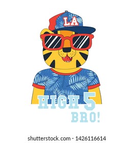 cool tiger illustration as vector for print