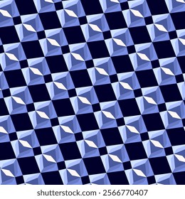 Cool toned blue diamond abstract pattern of geometric shapes with a minimalist aesthetic.