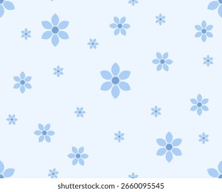 Cool toned seamless pattern of blue flowers. Perfect for winter themes, wallpapers, and web design.