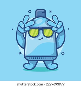 cool toothpaste tube character mascot with peace sign hand gesture isolated cartoon in flat style design