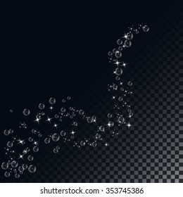Burbujas de jabón transparentes frías. Ilustración para el diseño