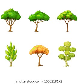 Cool Tree Cartoon Set for your design