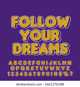 Cool trendy 3D striped yellow text effect